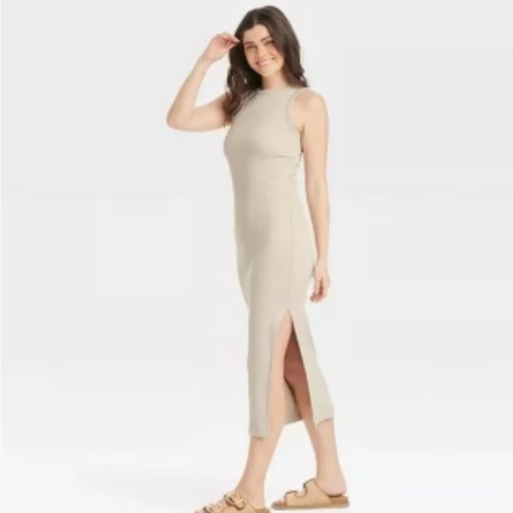 Women's Rib-Knit Maxi Bodycon Dress - Universal Thread size Medium  Taupe NWT - Picture 2 of 10